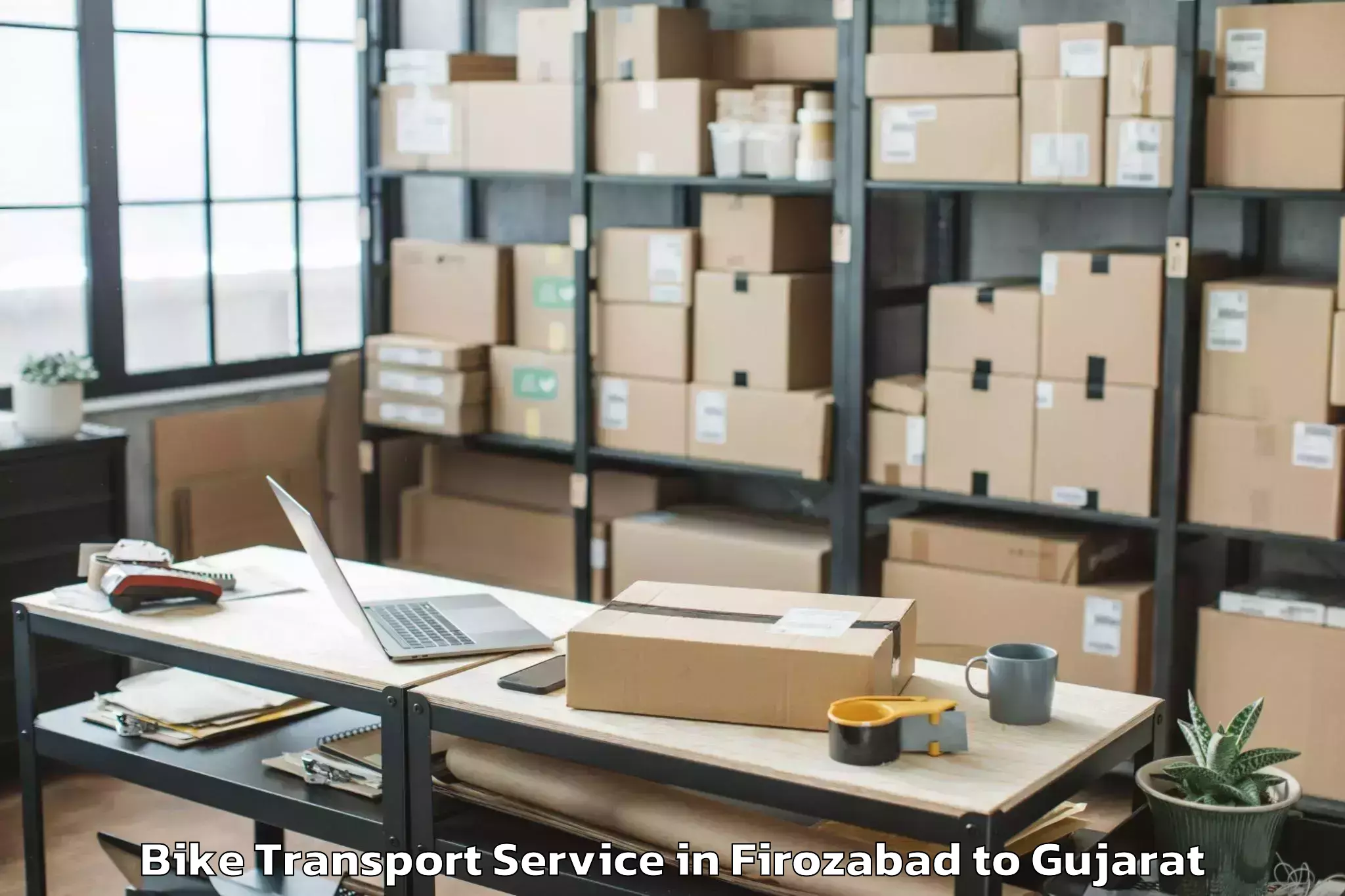 Professional Firozabad to Sabarmati University Ahmedabad Bike Transport